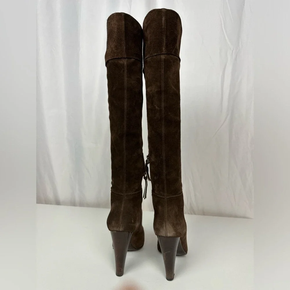 Miu Miu Chocolate Brown Suede Boots Sz 7.5